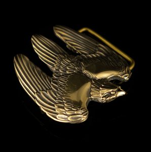 Gürtelschnalle, Falke, Messing