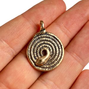 Coiled Snake Pendant, bronze