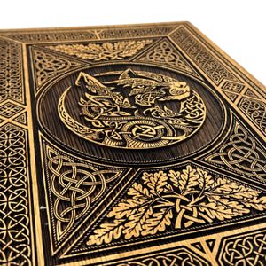 Celtic Wolf with ornaments, wall decoration, wood 32x46cm