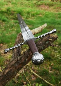 Medieval one-and-a-half-handed sword with a scabbard, blunted