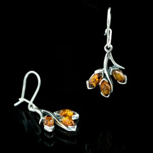 RENIA, boucles d'oreilles en ambre, argent