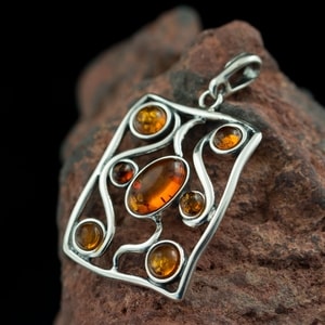 ANKA, pendant, Baltic amber, sterling silver