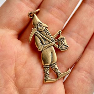 Medieval miner - Mining dwarf, pendant, bronze