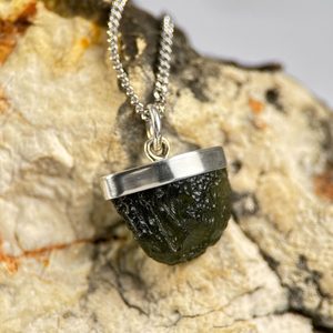 NEBULA, Moldavite, pendentif, argent 925/1000