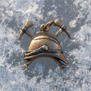 Old Fire Helmet - bronze pendant