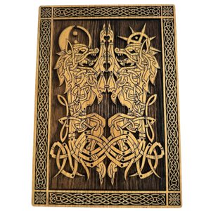 GERI et FREKI - tableau mural en bois 21x30cm