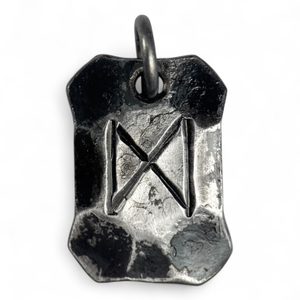 DAGAZ, forged iron rune pendant