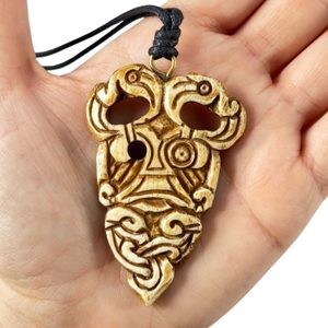 ODIN, pendant, carved, horn