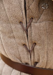 Sleeveless Gambeson with handmade details, brown