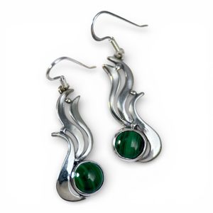 IRIS - Malachite Earrings, sterling silver