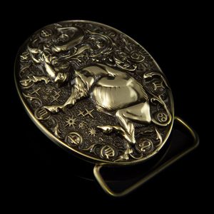 Taurus bull, belt buckle, brass