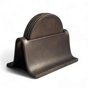 Leather coasters and holder
