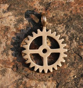 COG WHEEL, bronze pendant