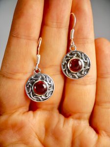 BRIGID, boucles d'oreilles en argent, grenat, Ag 925/1000