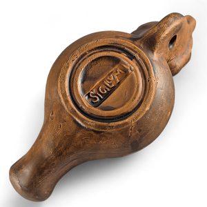 Roman oil lamp, vine