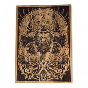 BERSERKER, Viking warrior, wall decoration, wood 32x46cm