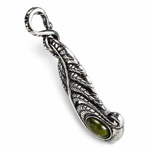 Pendentif en argent avec moldavite, fougère, Ag 925/1000, cabochon
