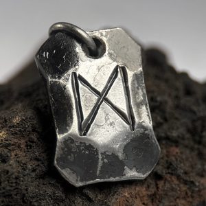 DAGAZ, forged iron rune pendant