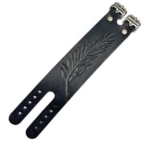 New Zealand - fern, leather bracelet, black