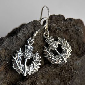 Scottish thistle, earrings, silver 925/1000