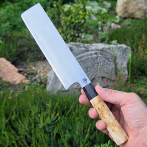 Japanese Nakiri Knife, Stainless Steel, Birch
