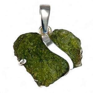 Heart, pendant - Moldavite, silver 925/1000