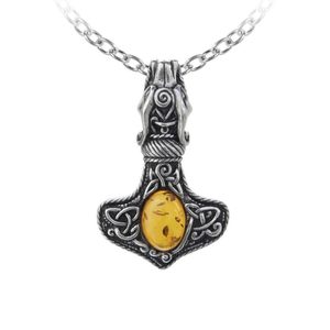 Marteau de dragon en ambre, collier, Alchemy England