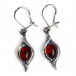 JARA, amber, earrings, sterling silver