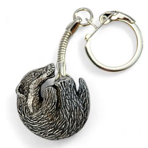 Badger key ring, zinc antique silver
