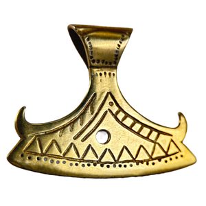 BEARDED AXE OF PERUN, brass Slavic pendant