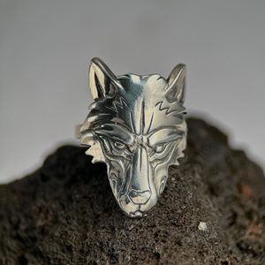 WOLF HEAD, wolf, silver 925 ring