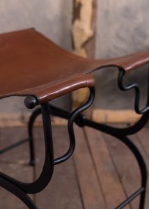 Folding Roman chair, metal and leather