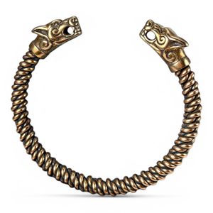 Wolf Fenrir, twisted bracelet, bronze
