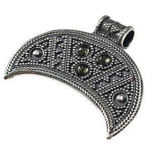 LUNICE - Moldavit, mittelalterlicher Schmuck, Silber 925/1000