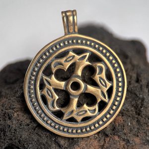 SLAVIC ANIMAL SHAPED SWASTIKA, bronze pendant - large