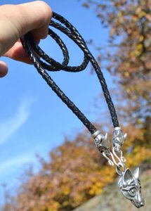 FENRIR Viking Wolf, necklace, sterling silver 925, 34 g., leather