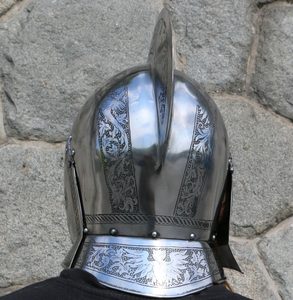 Burgonet, etched helmet