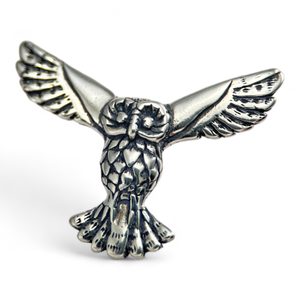 Flying owl, silver sterling talisman