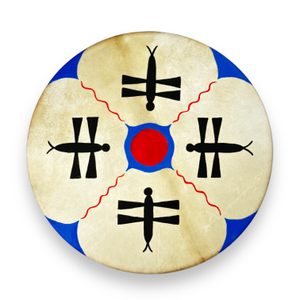 SHAMAN INDIAN DRUM, DRAGONFLIES 40 cm