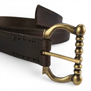BOHEMIA medieval leather belt brown, brass colour