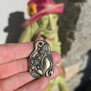 Vodnik, Slavic Water sprite, pendant, zinc, antique brass