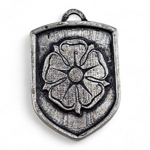 Rose of Rosenberg, medieval coat of arms in shield, zinc