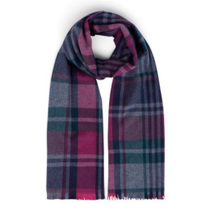 Luxury Irish Wool Scarf Petunia Tartan with Cashmere