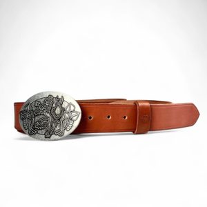 BOHEMIA, Czech lion, leather belt, cognac