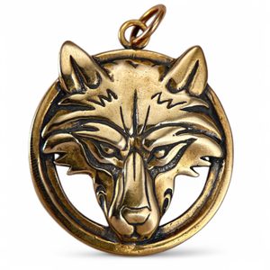 WOLF - Wolfskopf in einem Kreis, Bronzeamulett