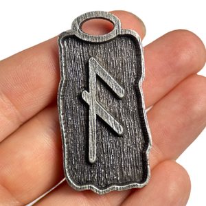 ANSUZ - Rune Pendant, zinc