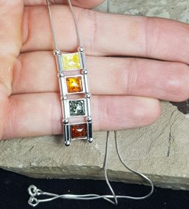 WIOLA, amber, necklace, sterling silver