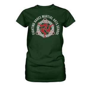 Fighting Hares, green women's t-shirt