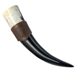 Scottish Thistle, leather horn holder, brown