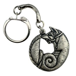Celtic fox keychain, zinc antique silver